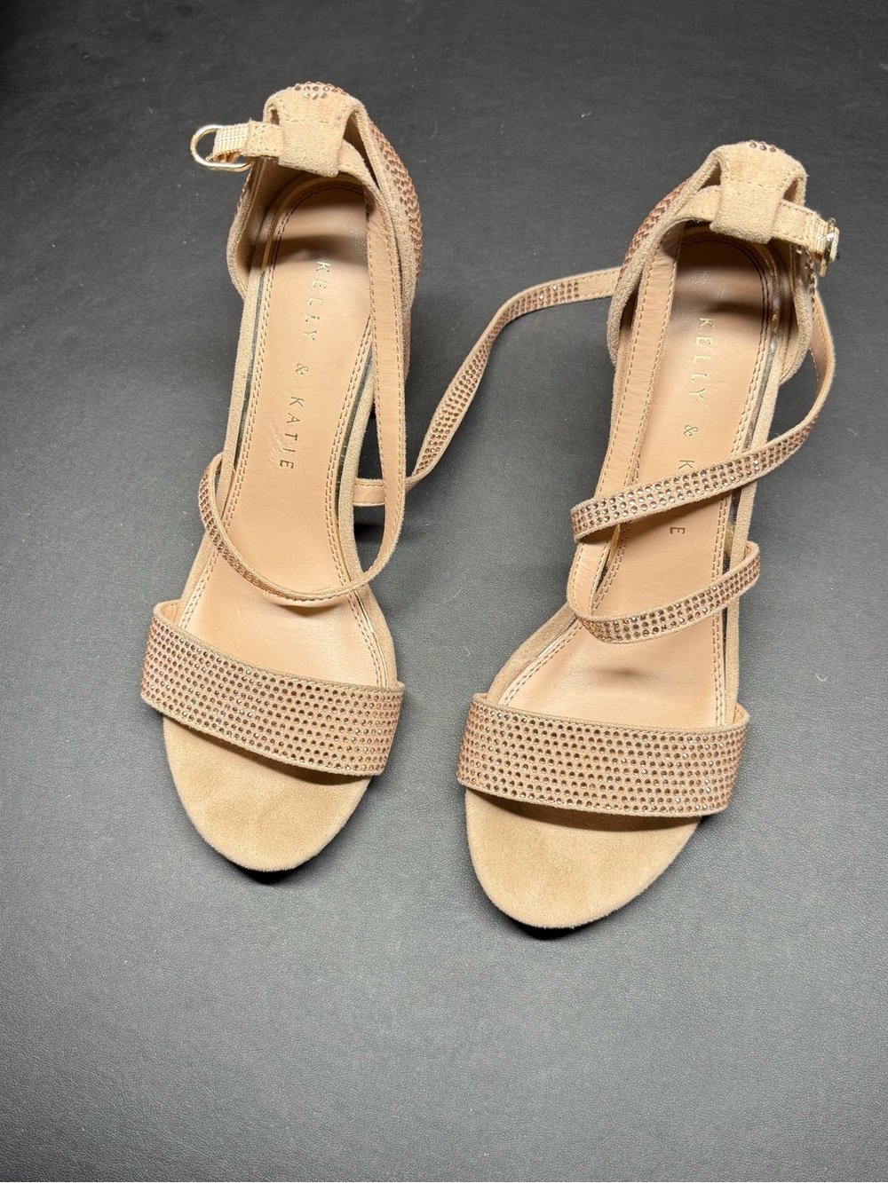 Kelly & Katie Beige Strappy Block Heel Sandals
